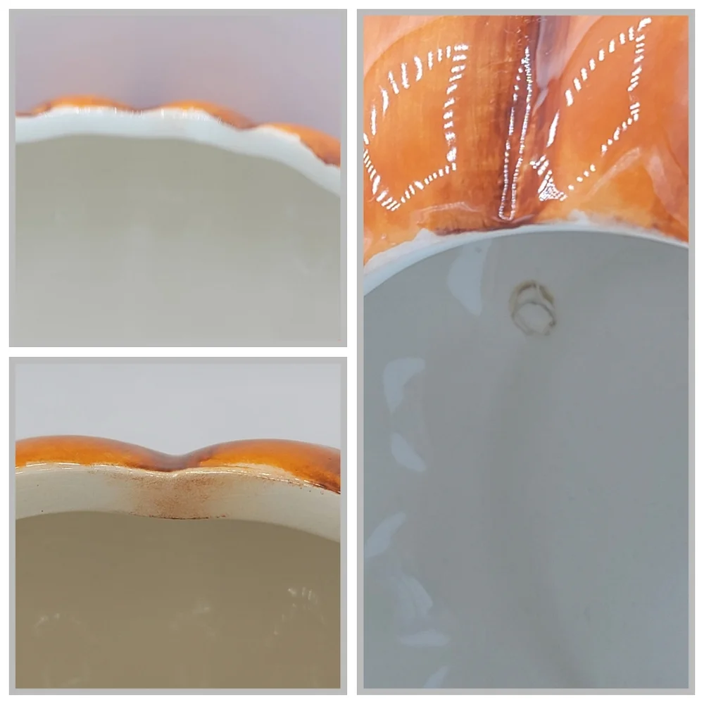 Ceramic Pumpkin Bowls Set of 2 Fall Harvest Halloween Candy Dish Centerpiece Dec
